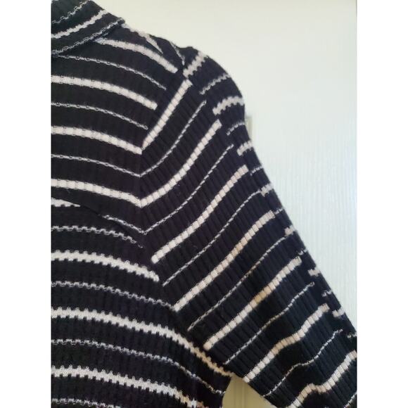 We The Free Kristina Striped Drippy Thermal Knit Cowl Neck Black White Top Small - Picture 10 of 11